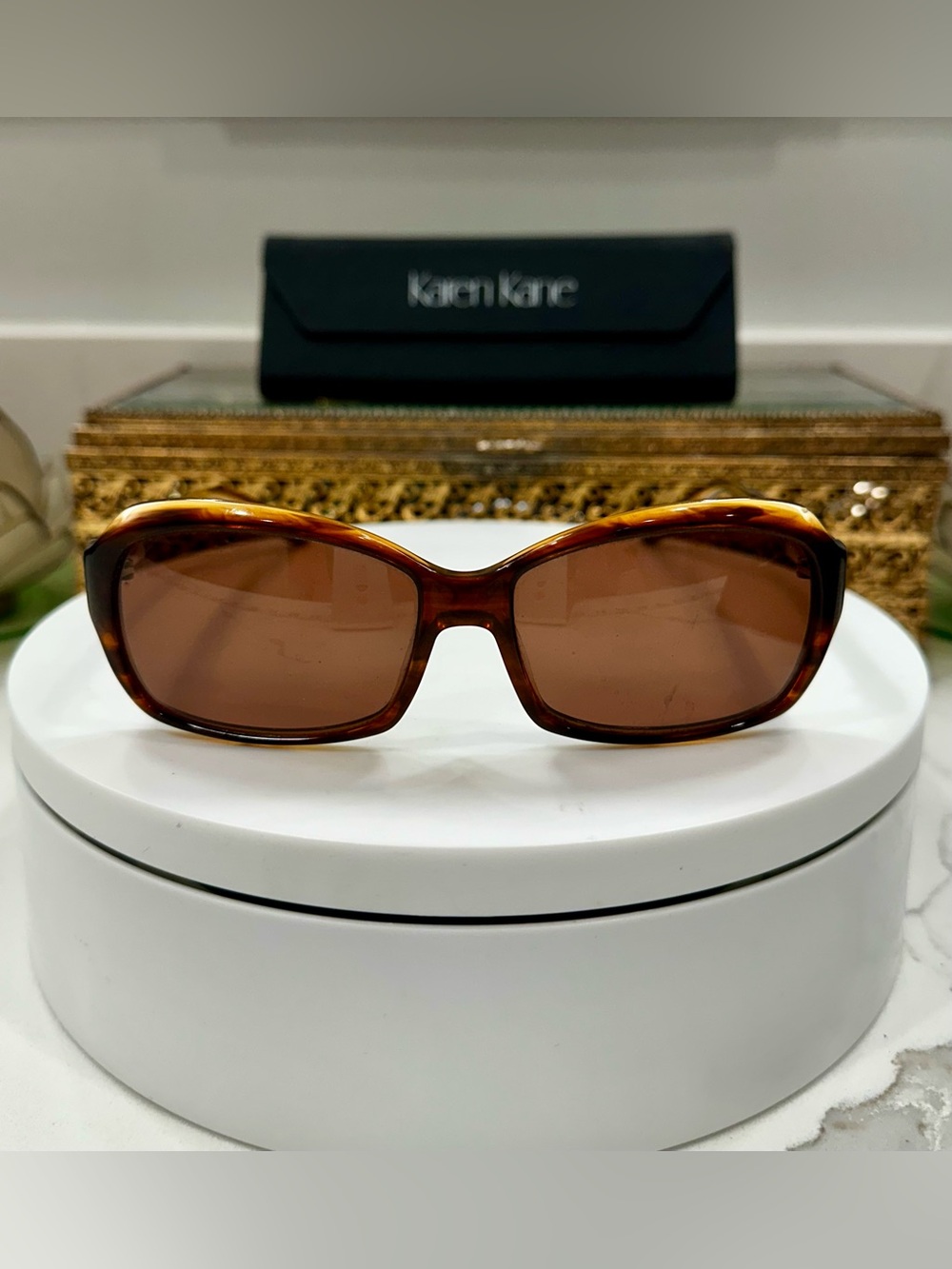 Karen Kane - Dahlia - Tortoiseshell/Honey Sunglasses - VGUC, w/ KK Hard-Case EUC - Picture 3 of 17